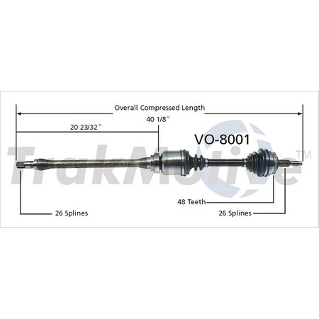 Surtrack Axle Cv Axle Shaft, Vo-8001 VO-8001